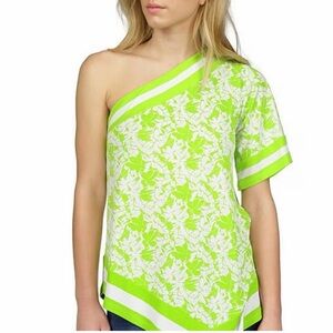 MICHAEL Michael Kors Tropical Palm One Shoulder Border Printed Top